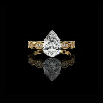 0.89 CT Blooming Pear Cut Moissanite Diamond Elegant Vintage Teardrop Ring