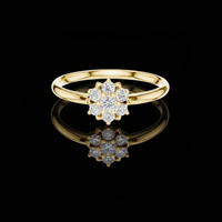 Floral Cluster Round Moissanite Diamond Engagement Ring