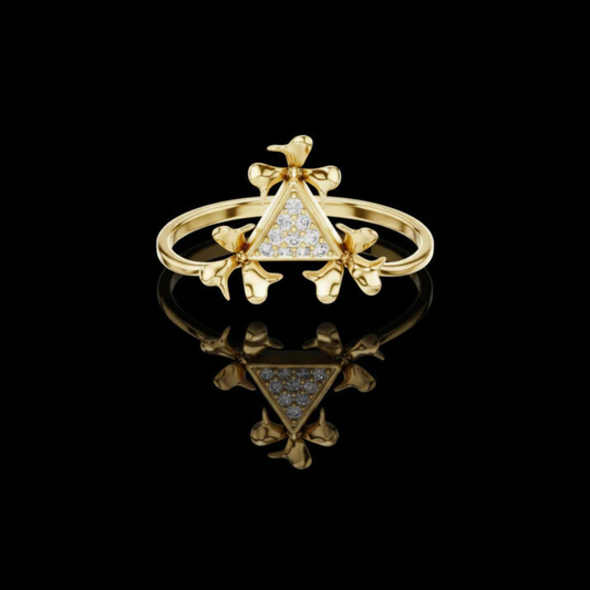 Halo Set Triangle Cluster Moissanite Diamond Engagement Ring