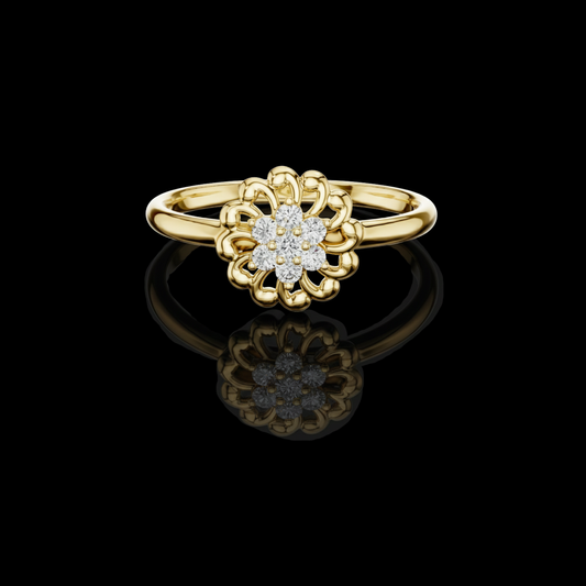 0.075 TCW Intricate Open Work Floral Design and Moissanite Diamond Cluster Ring