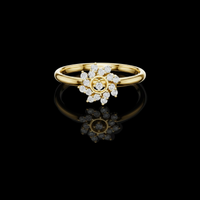 0.008 CT Floral Ring Featuring a Brilliant Moissanite Diamond Bloom with Sparkling Petal Accents