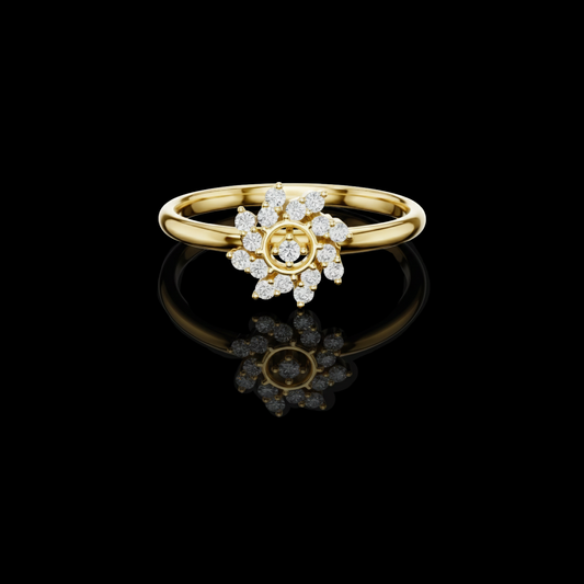 0.008 CT Floral Ring Featuring a Brilliant Lab Grown Diamond Bloom with Sparkling Petal Accents