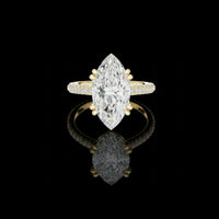 Marquise Cut Lab Grown Diamond Engagement Ring with Pave Band