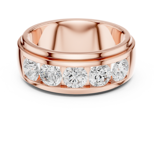 Round Cut Lab Grown Diamond Men's Heavy Gold Classic Wedding Ring