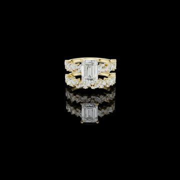 Emerald Cut Engagement Ring with Matching Moissanite Diamond Band