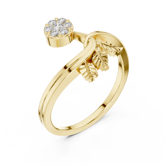 Nature Inspired Moissanite Diamond Leaf Delicate Ring