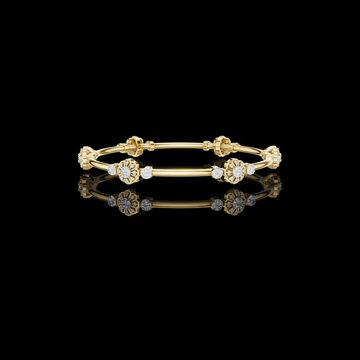 0.82 TCW Elegant Moissanite Diamond Floral Bangle Bracelet with Intricate Bloom Motifs