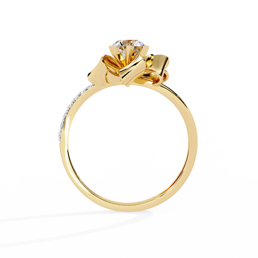 Floral Inspire Round Moissanite Diamond with Pave Band Ring