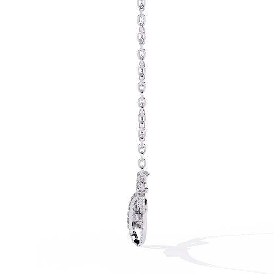 0.90 TCW Exquisite Moissanite Diamond Knot Necklace with Pave Accents Delicate Bow Inspired Pendant on Dainty Chain