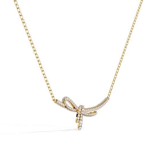 Bow Style Pave Lab Grown Diamond Knot Necklace