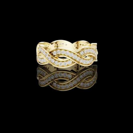 Round Lab Grown Diamond Infinity Twist Pave Engagement Band Ring