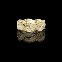Round Moissanite Diamond Infinity Twist Pave Engagement Band Ring
