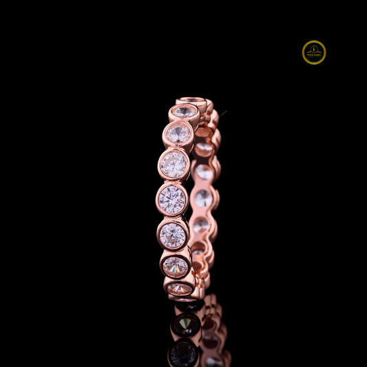 Round Lab Grown Diamond Bezel Set Eternity Wedding Band Ring