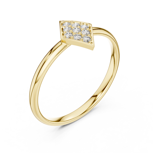 Round Cut Moissanite Diamond Kite Cluster Ring with Pave Setting