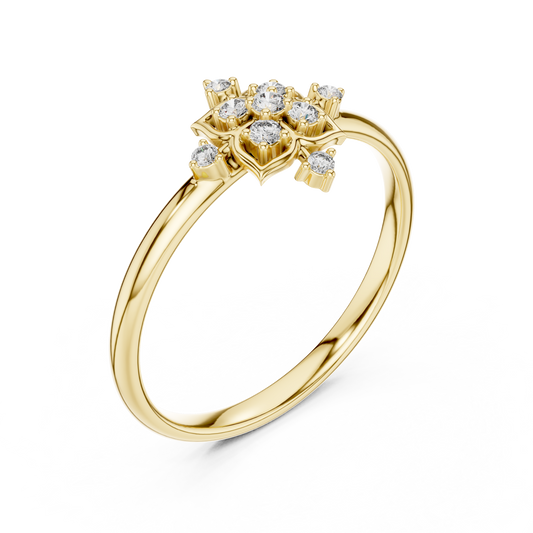 Nature Inspired Floral Round Cut Moissanite Diamond Engagement Ring