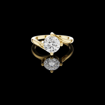 Round Cut Moissanite Diamond Twisted Solitaire Engagement Ring
