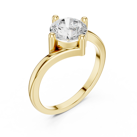 Round Cut Moissanite Diamond Twisted Solitaire Engagement Ring