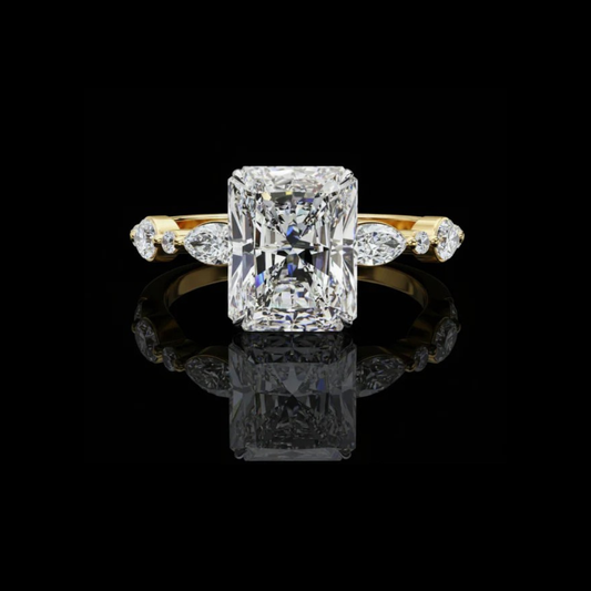 Radiant Lab Grown Diamond Ring With Marquise Side Stone