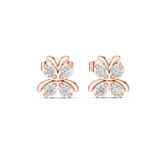 Artfully Sculpted Butterfly Design Featuring Brilliant Round Lab Diamond Earring