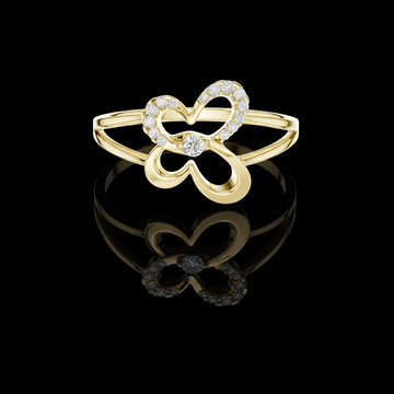 0.02 CT Beautiful Butterfly Lab Grown Diamond Dainty Round Cut Sparkle Ring Unique Gift for Her