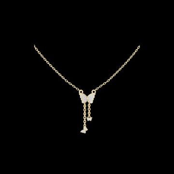 Butterfly Dangle Pendant with Pavé Moissanite and Hanging Chain Detail