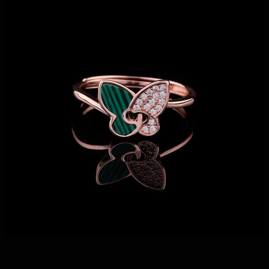 0.20 TCW Elegant Artistic Moissanite Diamond Butterfly Motif Ring in Rose Gold