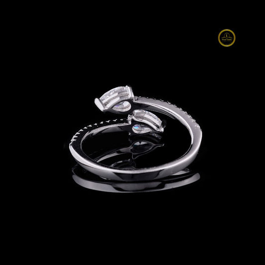 Toi et Moi Cut Moissanite Diamond Bypass Engagement Ring