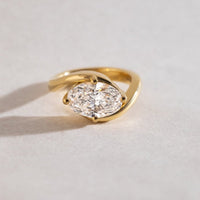 Oval Lab Grown Solitaire Ring With Sculptural Bypass Band