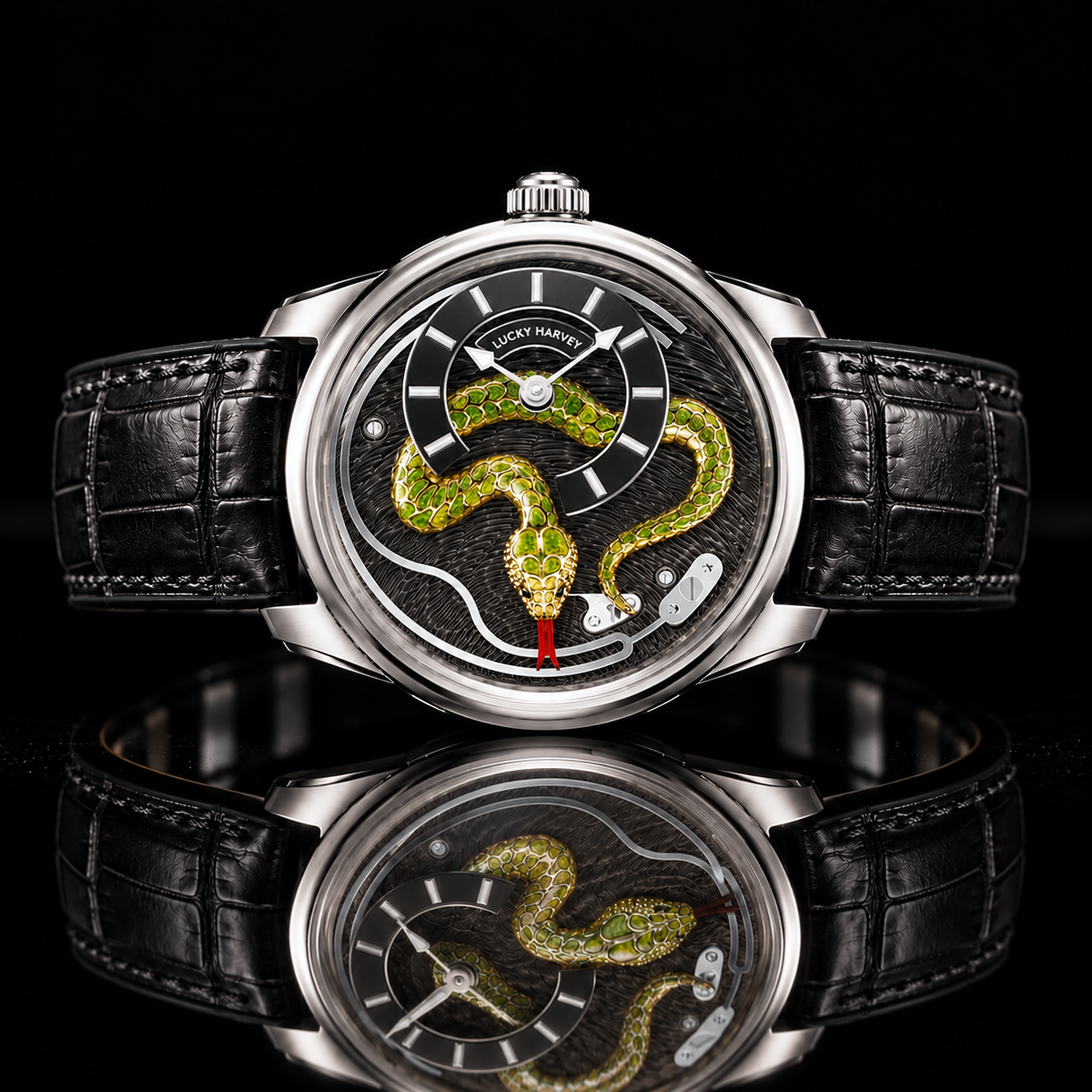 Craftmanship Series Silver Enamel Chiming Snake Limited Edition Automatic Watch