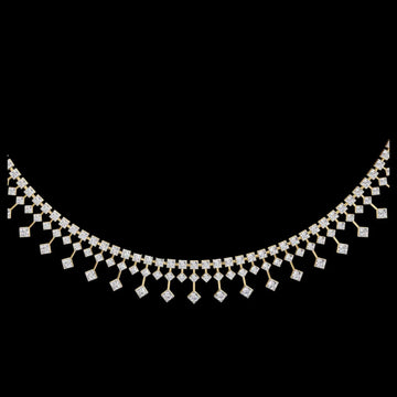 Moissanite Diamond Fringe Tennis Necklace with Princess Shape Drops