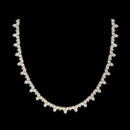 Round Cut Moissanite Diamond Station Tennis Necklace
