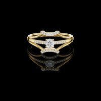 Round Cut Moissanite Diamond Split Shank Bypass Pave Engagement Ring