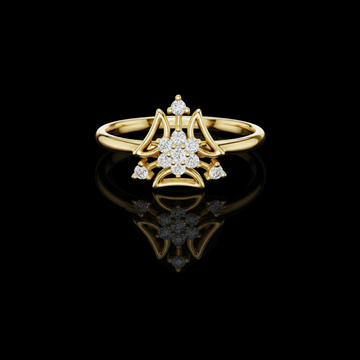 0.084 TCW Celestia Trillium Ring with Constellation Cluster Moissanite Diamonds and Petal Wings