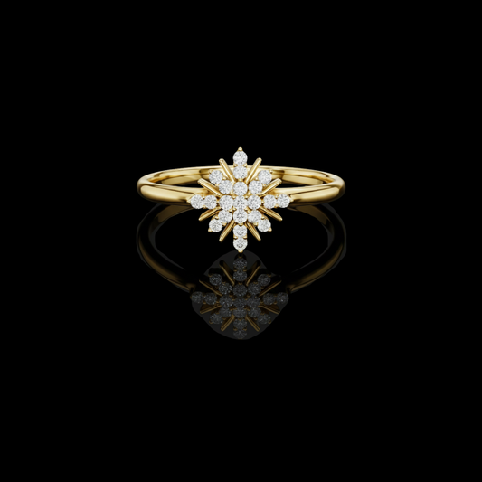 0.11 TCW Starlight Cluster Ring with Brilliant Round Moissanite Diamond Bursts