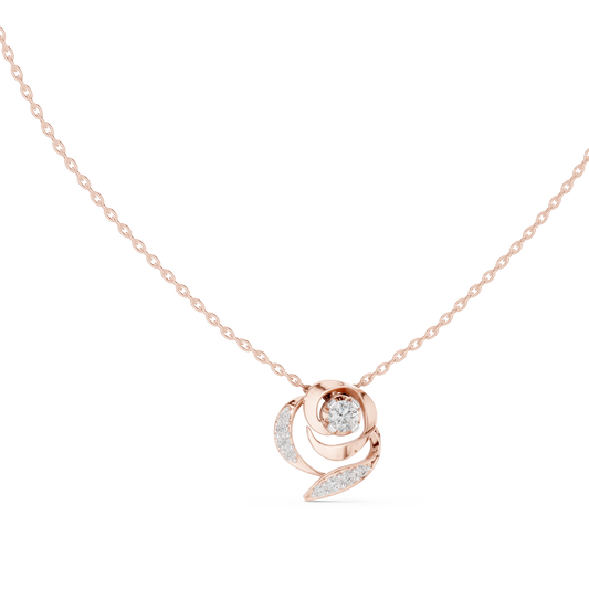 Abstract Swirl Petal Layering Pendant Encrusted with Pavé Moissanite