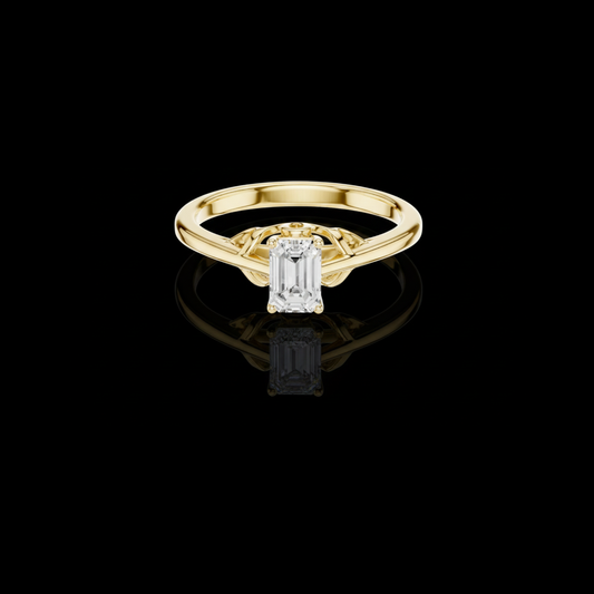 Emerald Cut Moissanite Diamond Solitaire Basket Ring