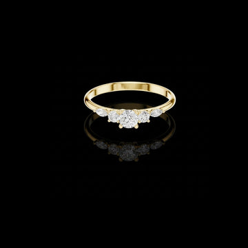 0.16 CT Sunlit Elegance Graduated Lab Grown Diamond Ring Crafted in Gold For Soft Corner