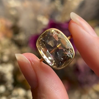 Cushion Cut Champagne Lab Grown Diamond Bezel Solitaire Gold Ring