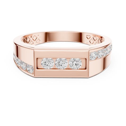 Round Cut Lab Grown Brilliant Channel Set Diamond Wide Wedding Band Ring
