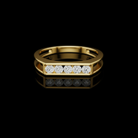 Five Stone Round Cut Lab Grown Diamond Channel Set Band Ring