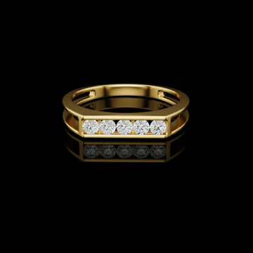 Five Stone Round Cut Lab Grown Diamond Channel Set Band Ring