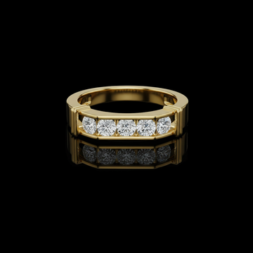 Round Cut Five Stone Lab Grown Diamond Channel Band Ring