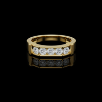 Round Cut Moissanite Diamond Men's Gold Channel Set Anniversary Band