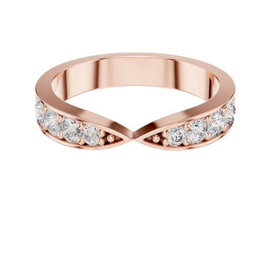 Round Cut Lab Grown Diamond Channel Set Chevron Wedding Band Ring