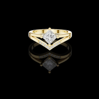 Princess Cut Lab Grown Diamond Chevron Engagement Ring