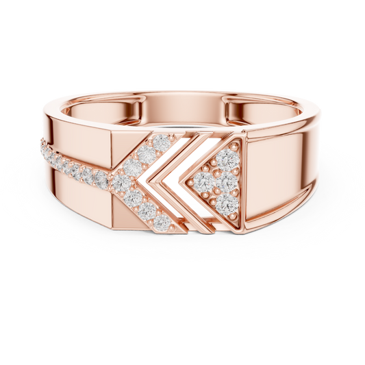 Round Cut Moissanite Diamond Men's Geometric Angular Cutout Statement Band