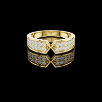 Round Cut Lab Grown Diamond Men's Hourglass Chevron Point Statement Ring