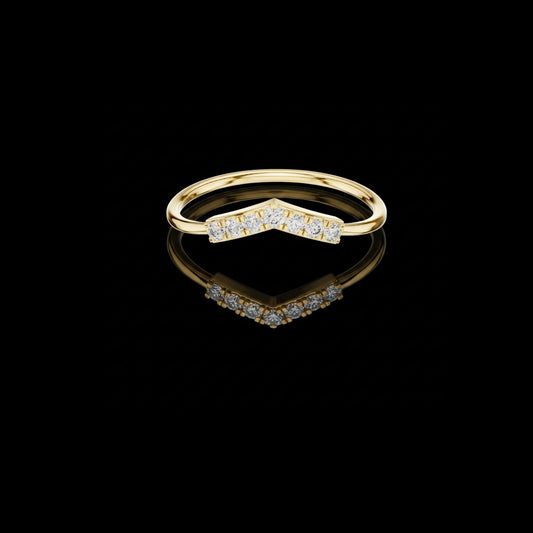 0.11 TCW Minimal V-Shape Moissanite Diamond Wedding Band in Polished Gold For Your Girl