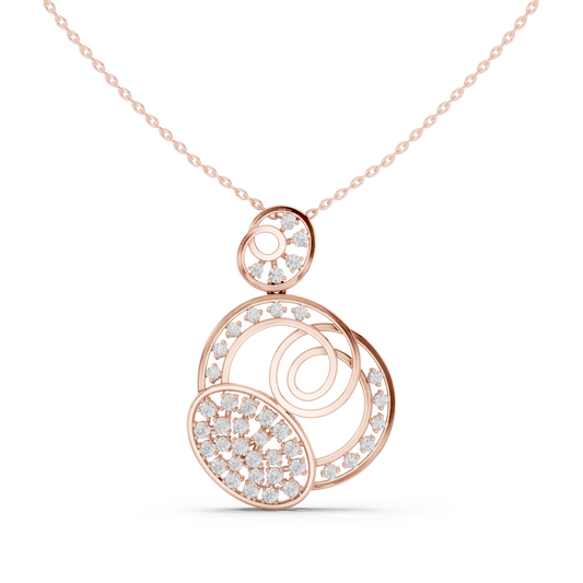 Abstract Swirl Circle Moissanite Pendant with Pave Accents