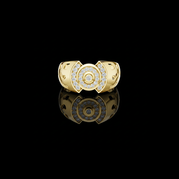 0.33 TCW Fantastic Round Moissanite Diamond Openwork Cutout Band with Circular Pave Cluster Ring